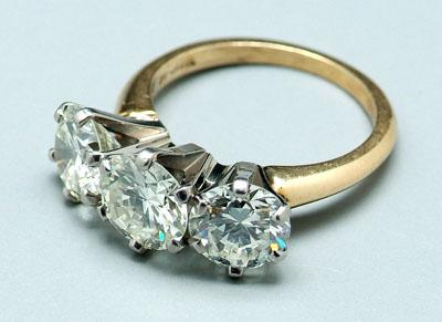 3 ct triple diamond ring three round brilliant cut diamonds