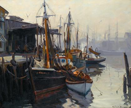 EMILE ALBERT GRUPPE american 1896 1978 BUSY HARBOR EAST GLOUCESTER
