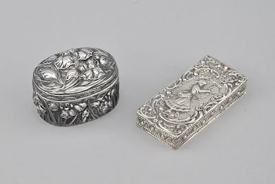A Lot of Two Silver Repousse Boxes First a Japanese