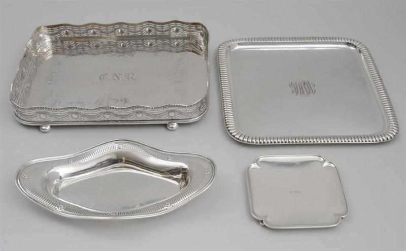 TIFFANY CO MONOGRAMMED SILVER WAITER A SILVER BREAD TRAY AND