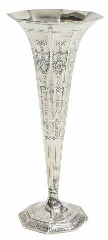 American sterling silver trumpet vase Tiffany Company Makers c 1907