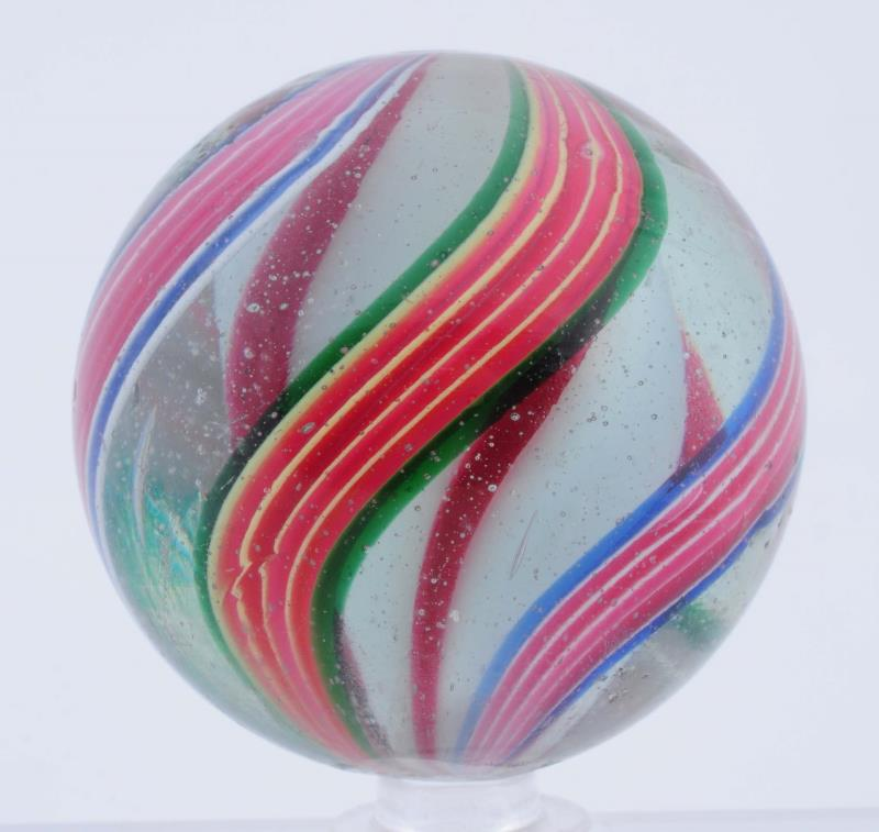 Large Solid Core Swirl Marble White solid core with applied