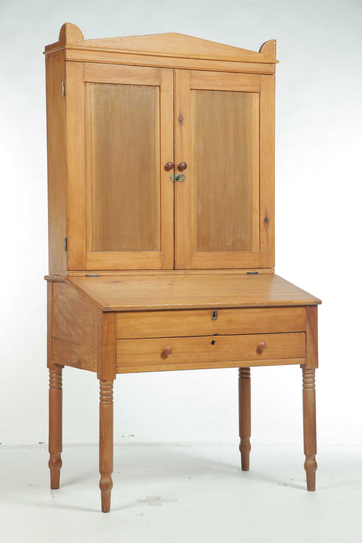 CLERKS DESK WITH BOOKCASE TOP American mid 19th century pine