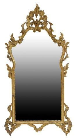 Florentine giltwood mirror 20th c molded frame with carved crest