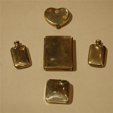 Group of Silver Snuff Bottles and Boxes Estimate 400 600