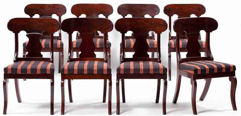 Set of Eight American Classical Side Chairscirca 1830 40 mahogany