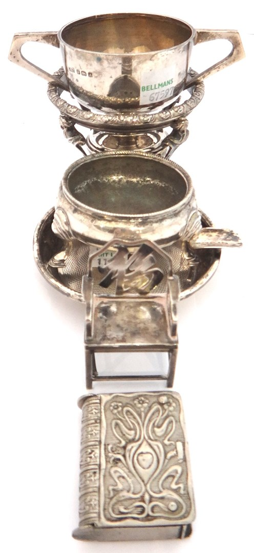 Silver comprising a twin handled trophy cup Birmingham 1925 a