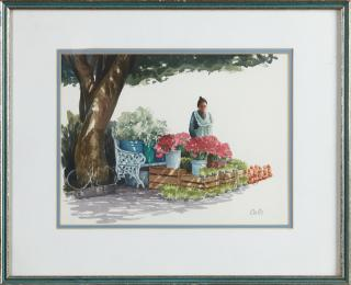 Cole The Flower Seller 20th c watercolor si Cole The