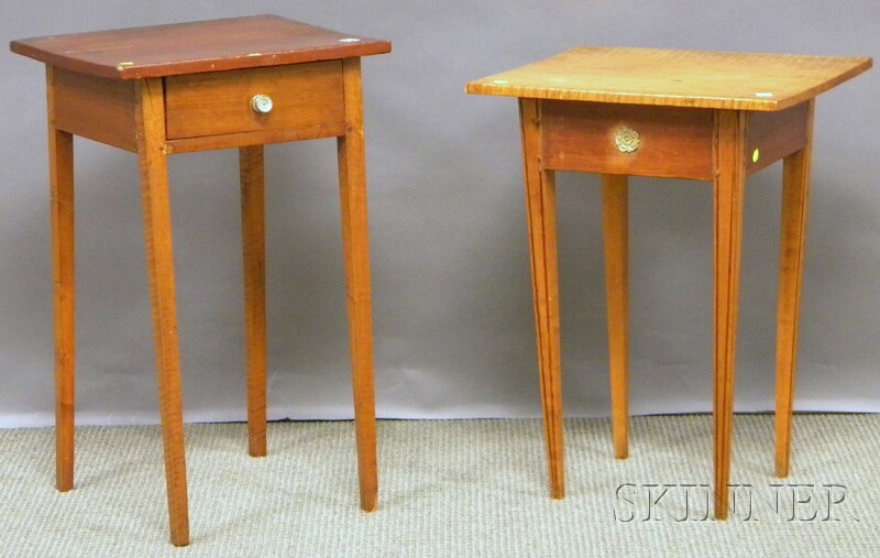 Tiger Maple Pine and Maple Stand with Tapering Legs and