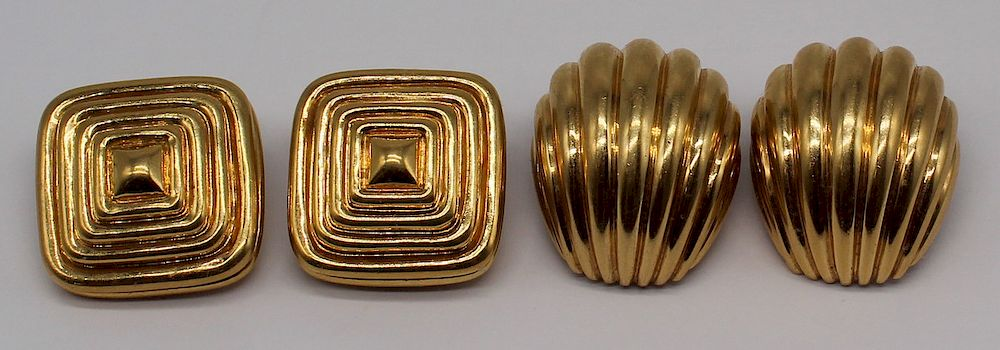 JEWELRY 2 Pair of 18kt Gold Ear Clips Includes a