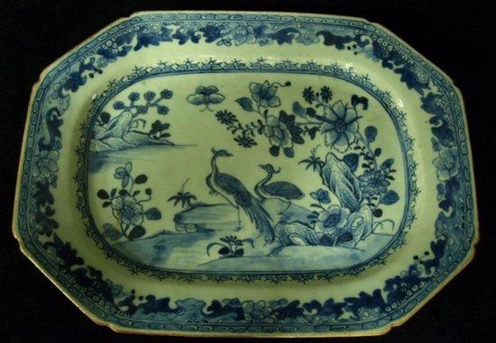 A Nankin rectangular dish with canted corners and central scenes