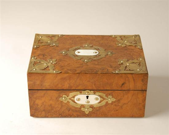 A 19th C Walnut Box having burled veneer to the