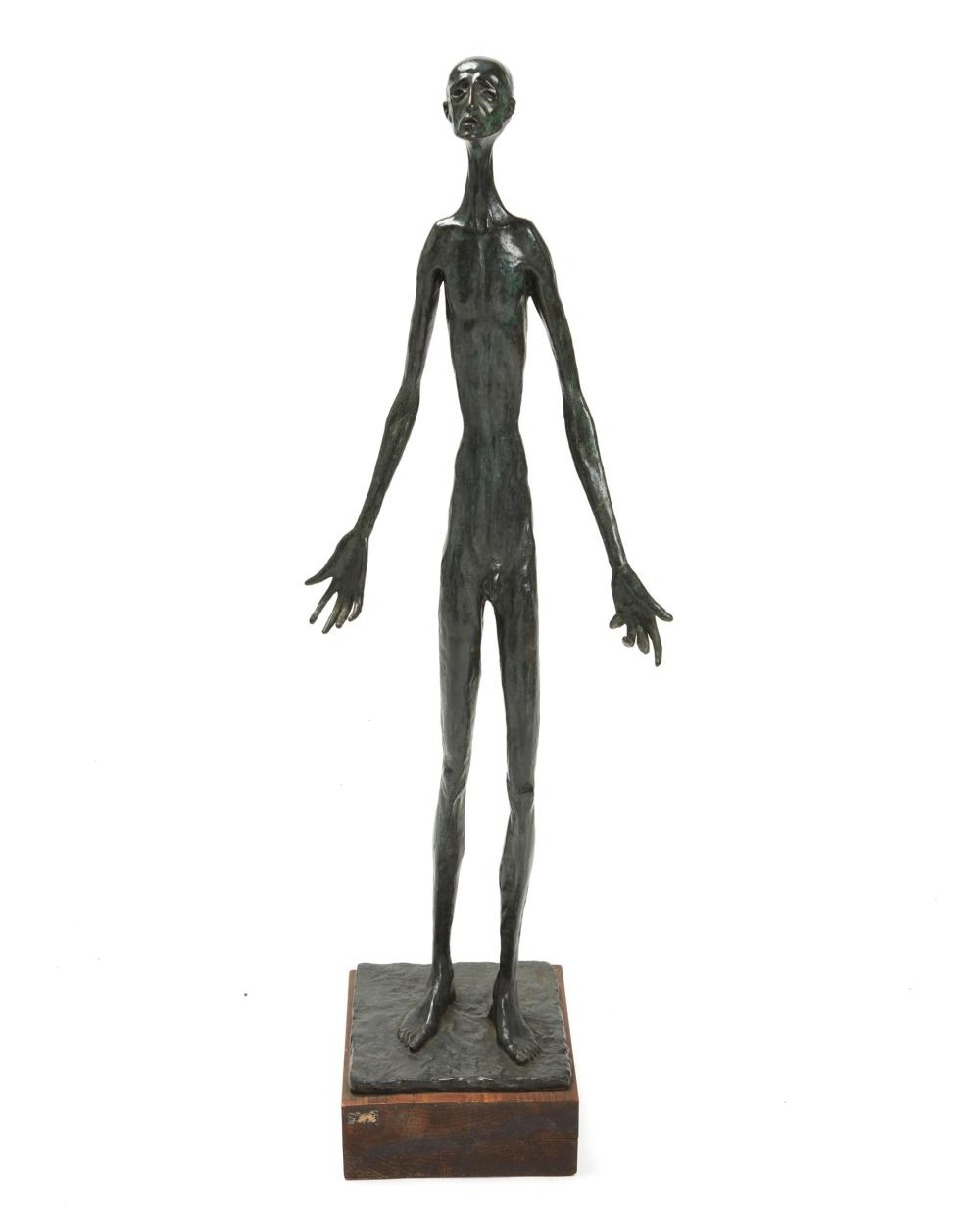 RAMIZ BARQUET 1920 2010 ATTENUATED STANDING NUDE FIGURE 1963 PATINATED