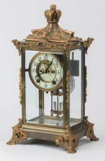 Continental mantel clock early 20th c Continental copper plated bronze