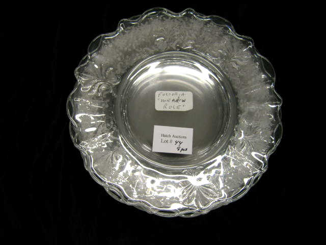 Set of 8 Fostoria Meadow Rose etched crystal plates