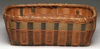 DECORATED RECTAGULAR BASKET Black and blue stripes open top SIZE