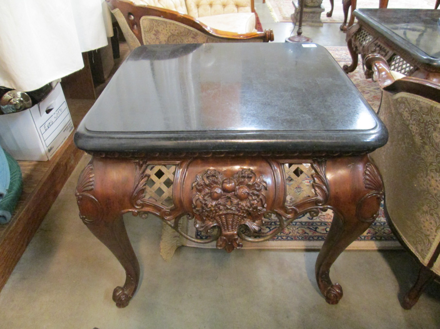 LOUIS XV STYLE LAMP TABLE featuring a square black marble