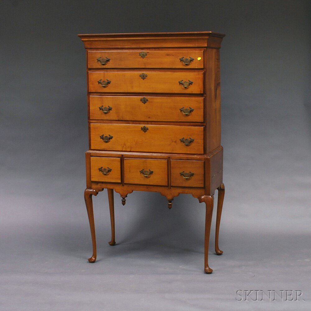 Queen Anne Cherry Flat top High Chest New England third