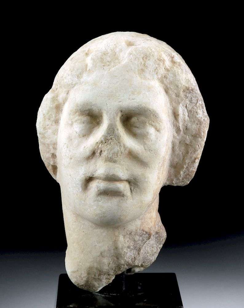 Greek Hellenistic Marble Head of Woman Greece Hellenistic Period ca