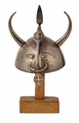 An Indian kulah khud helmet with gilt and silver panelled