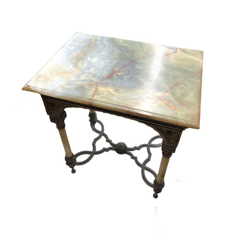 Antique French Bronze Mounted Onyx Center Table Antique French Bronze