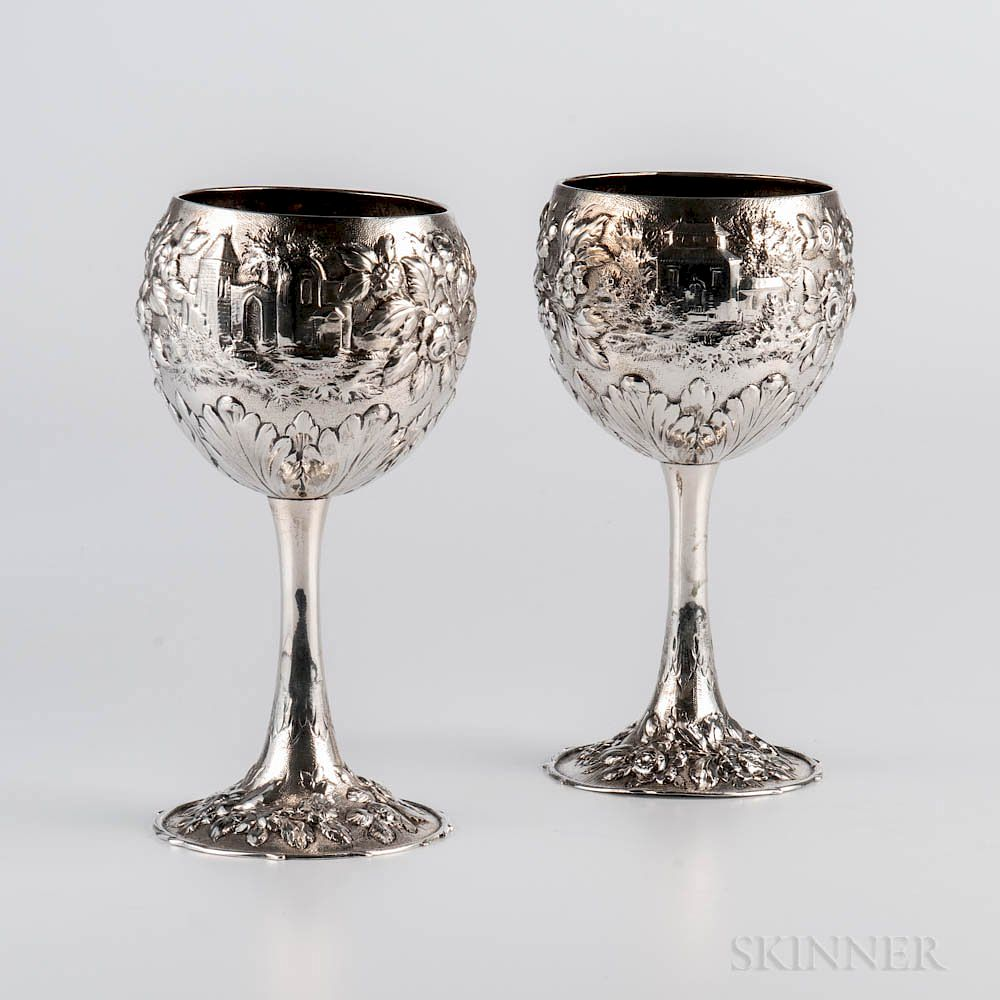 Two S Kirk Son 917 Silver Goblets Two S Kirk