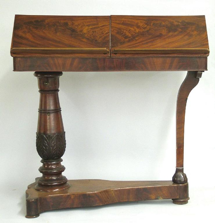 William IV flamed mahogany quartet music reading stand the top