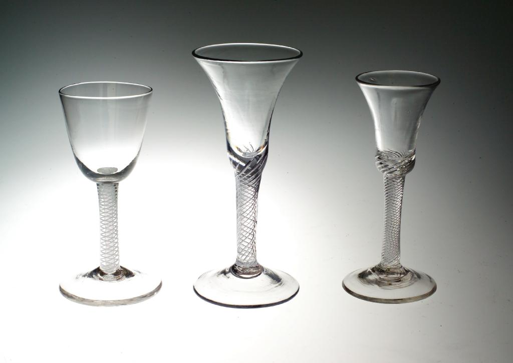 OPAQUE TWIST WINE GLASS c 1765 the bucket bowl above