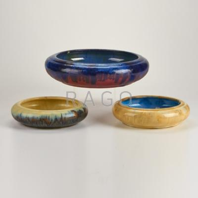 FULPER Three center bowls including one in Famille Rose glaze