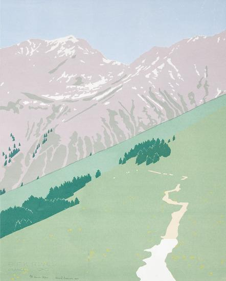 Alice CraemerSwiss Alps Silkscreen printed in colors 1987 signed titled
