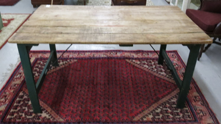 RECTANGULAR PINE WORK TABLE American early 20th century having a