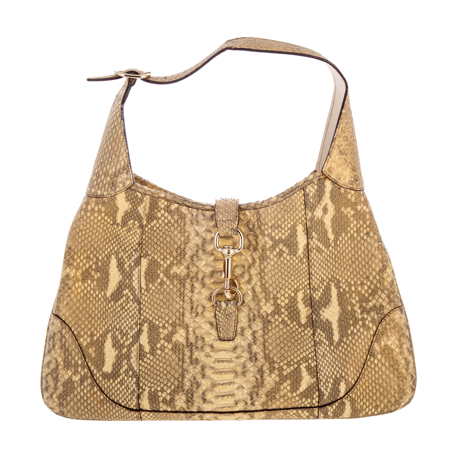 A GUCCI PYTHON JACKIE O HOBO A gold Python Gucci