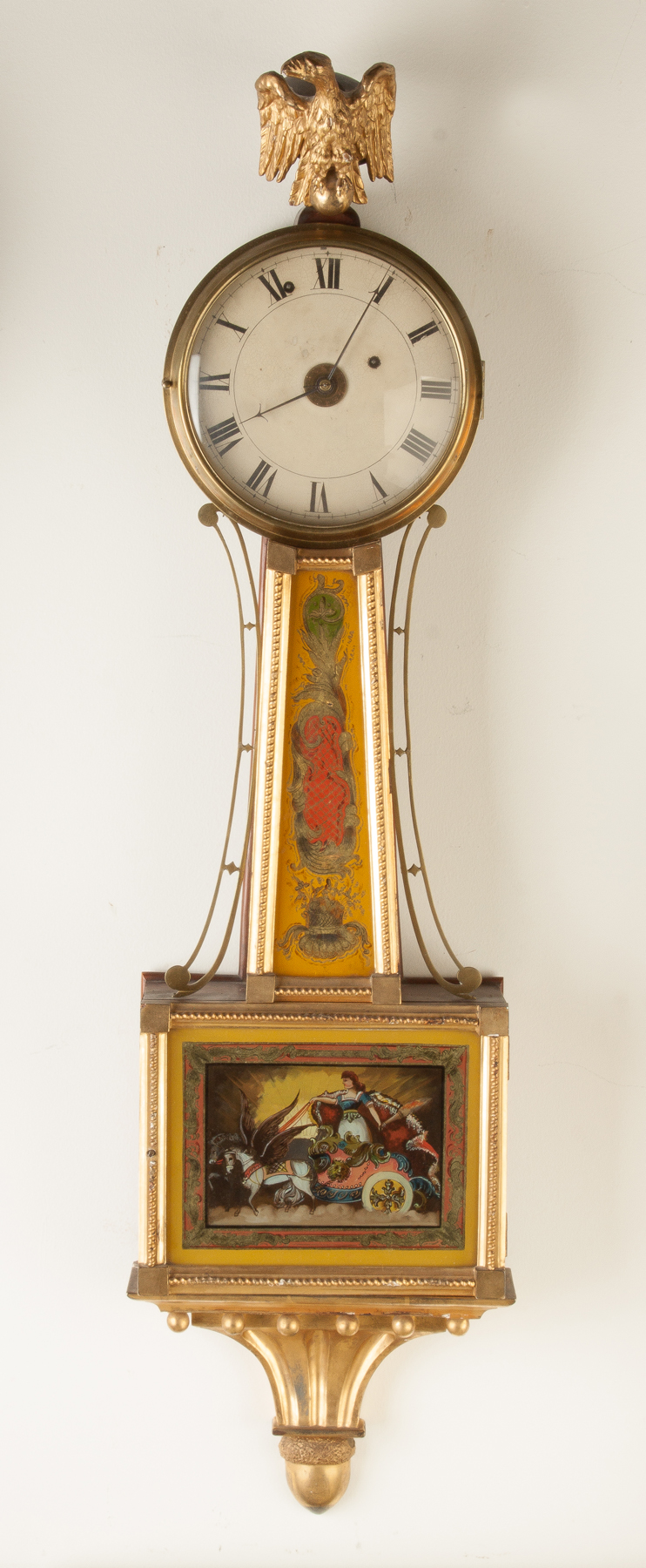 Rare New England Banjo Clock Early 19th cent Original gilding