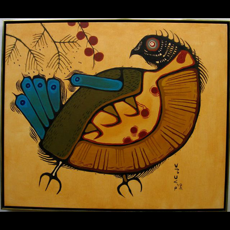 BLAKE DEBASSIGE 1956 CANADIAN SHAKING PARTRIDGE ACRYLIC ON CANVAS SIGNED