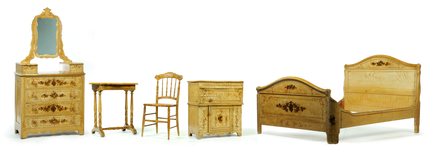 COTTAGE VICTORIAN EIGHT PIECE BEDROOM SUITE American 3rd quarter 19th