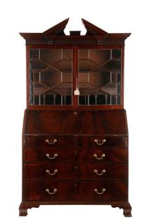 English Chinese Chippendale Style Secretary 19 C English mid 19th