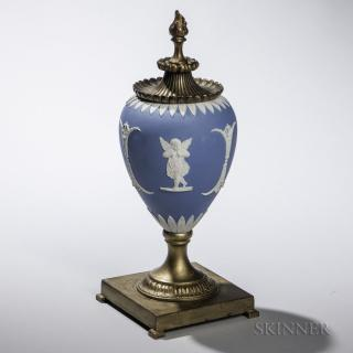 Gilt metal mounted Light Blue Jasper Dip Vase England 19th