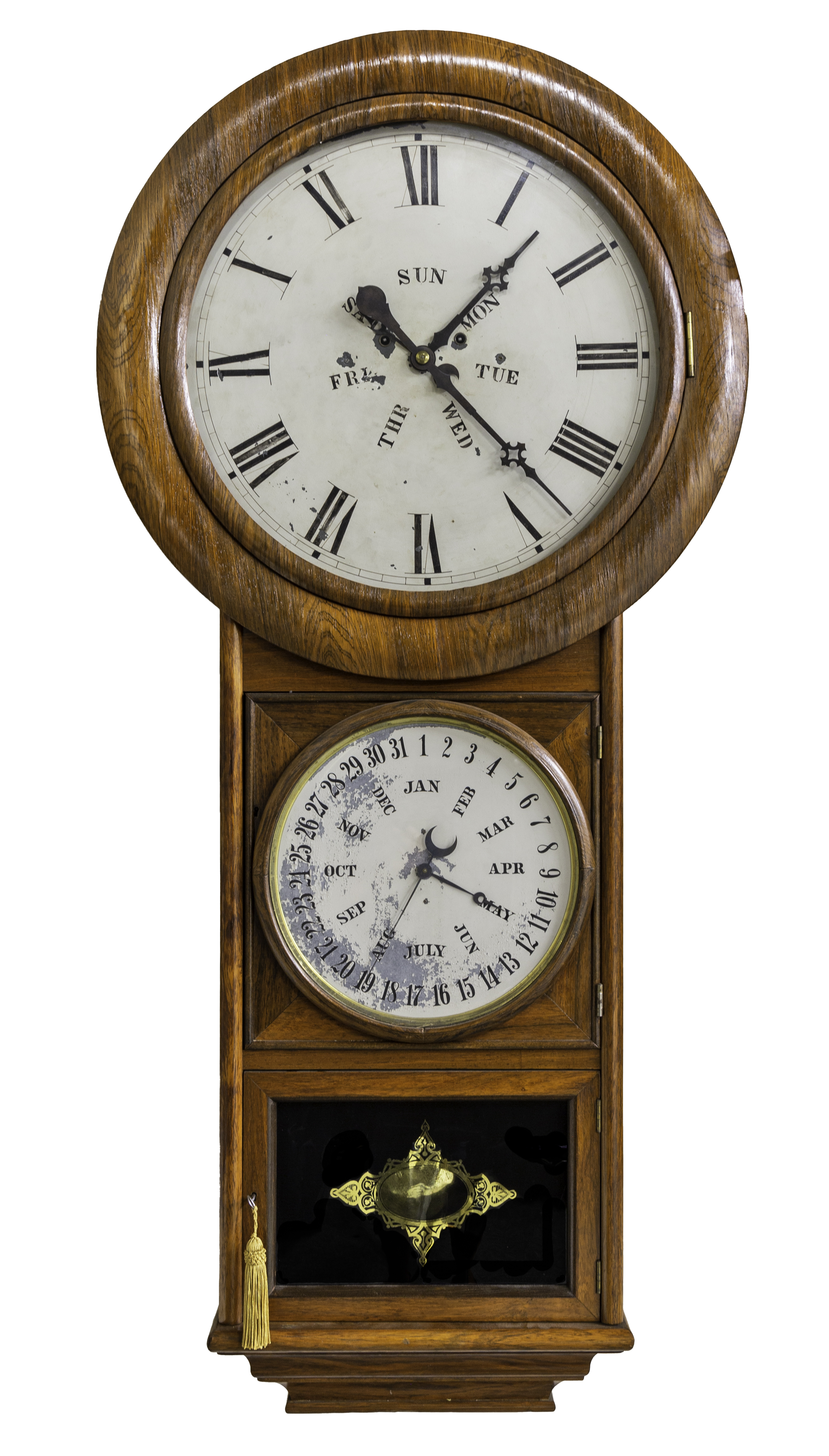 WELCH DOUBLE DIAL PERPETUAL CALENDAR Rosewood case original painted metal