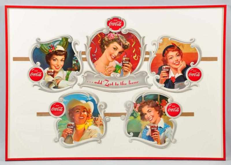 1951 Coca Cola Girls Heads Back Bar Display Description Hanging