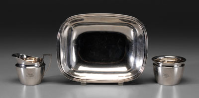 Tiffany Sterling Hollowware American 1907 1947 rounded rectangular bowl reeded