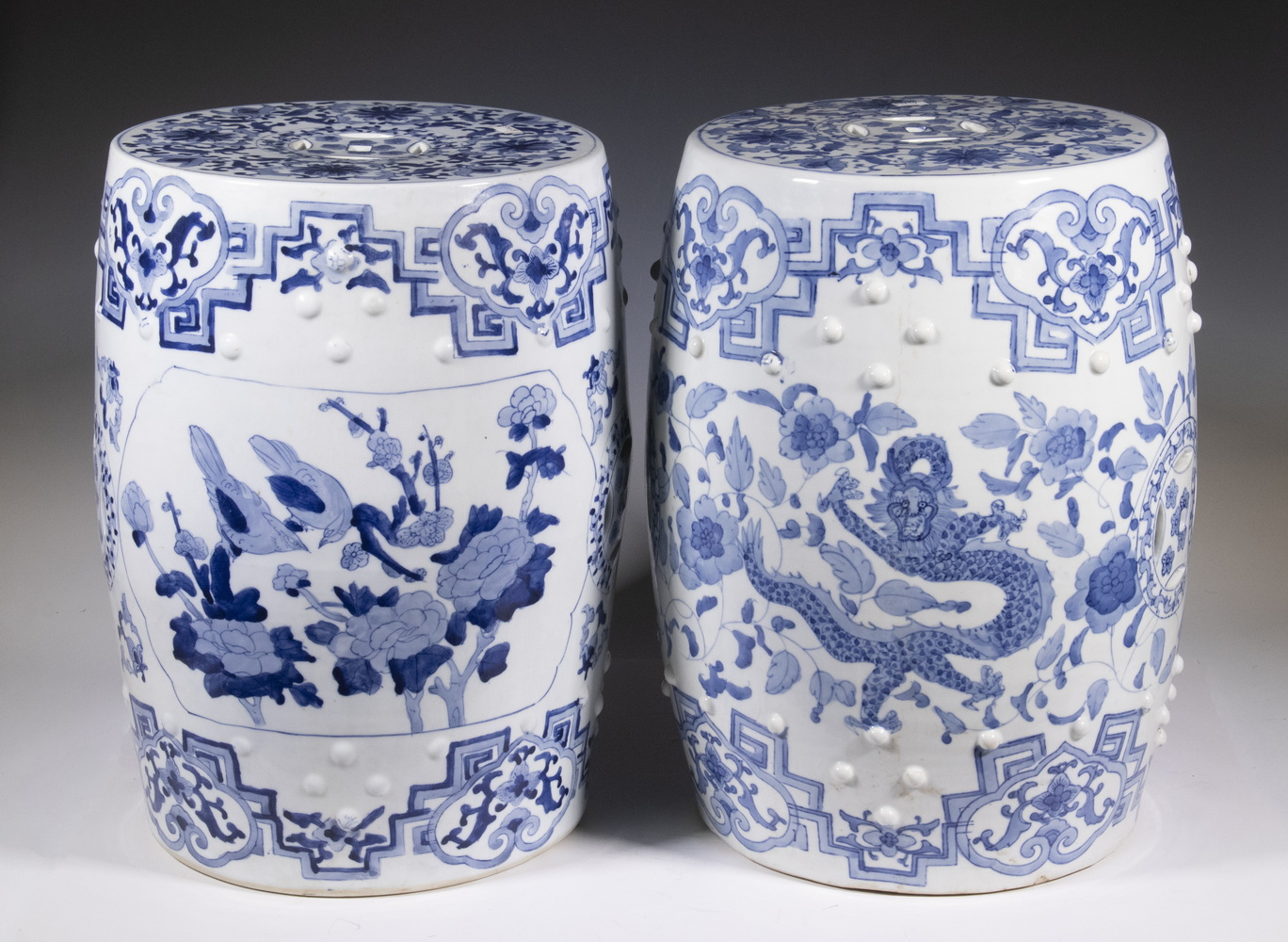 2 CHINESE BLUE AND WHITE GARDEN SEATS Lot of 2
