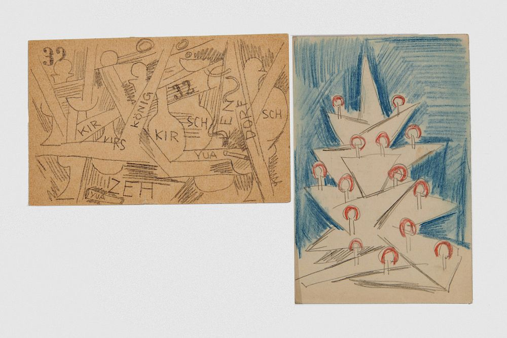 KARL SCHMIDT ROTTLUFF German 1884 1976 Two Postcards pencil and