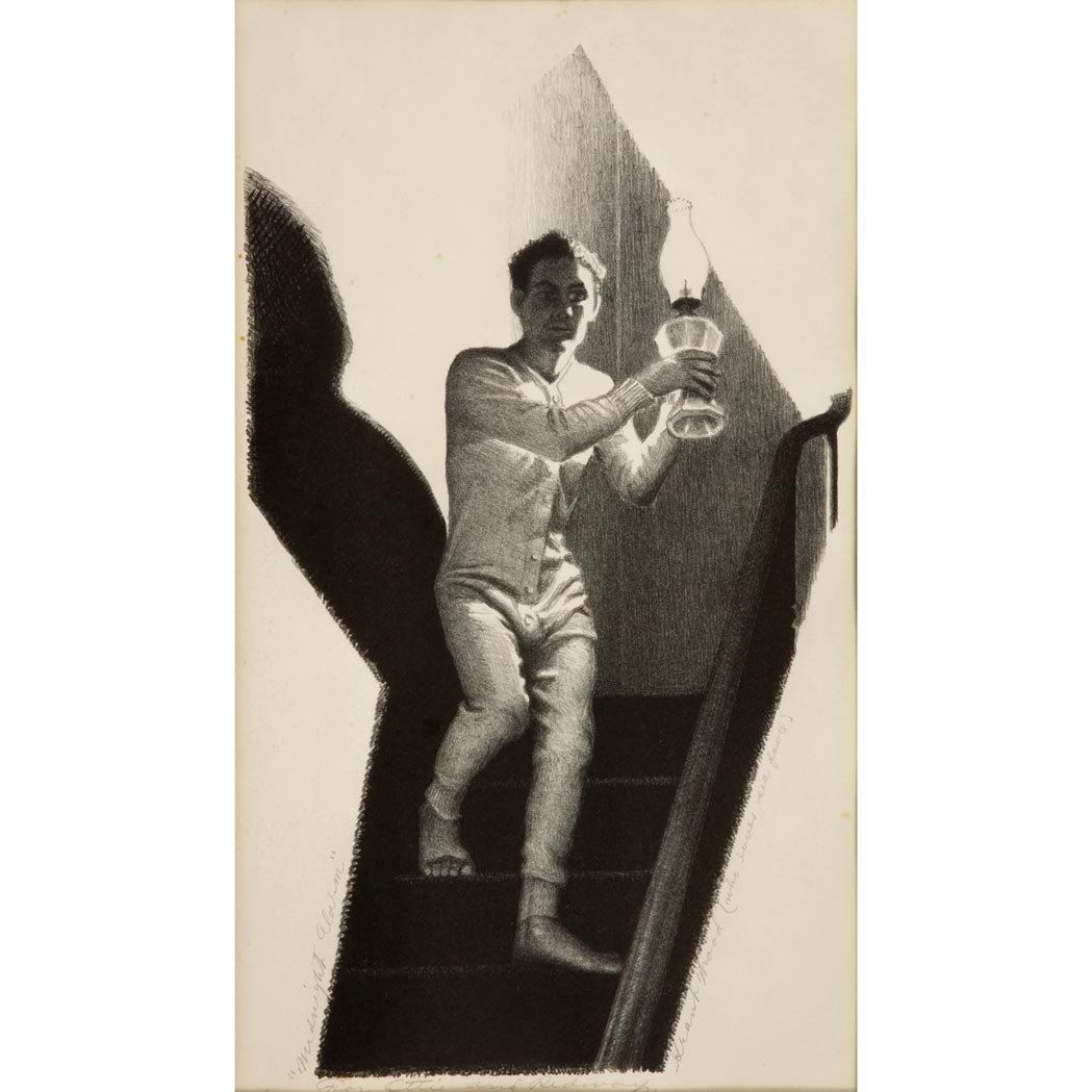 1 Grant Wood 1891 1942 MIDNIGHT ALARM COLE 12 Lithograph