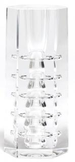 Italian Modernist Glass Candlestick Of hexagonal form with deep blown