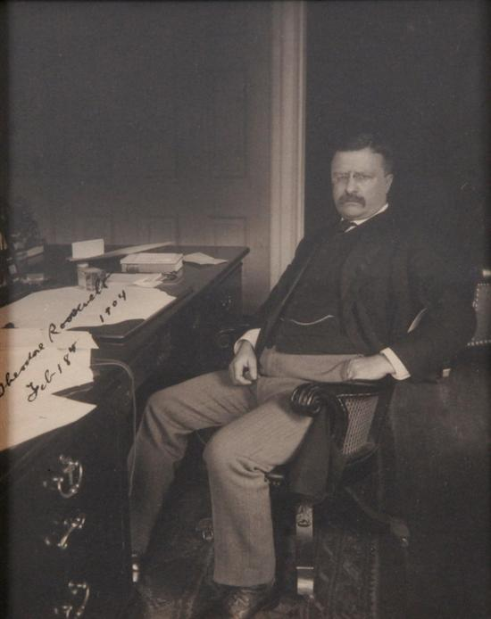 THEODORE ROOSEVELT SIGNED PHOTOGRAPH as President 1904 Inscribed Theodore Roosevelt