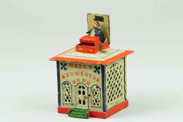 HALLS EXCELSIOR MECHANICAL BANK White red and blue color J