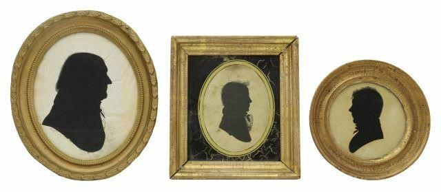 lot of 3 Framed hollow cut silhouette portraits including 1