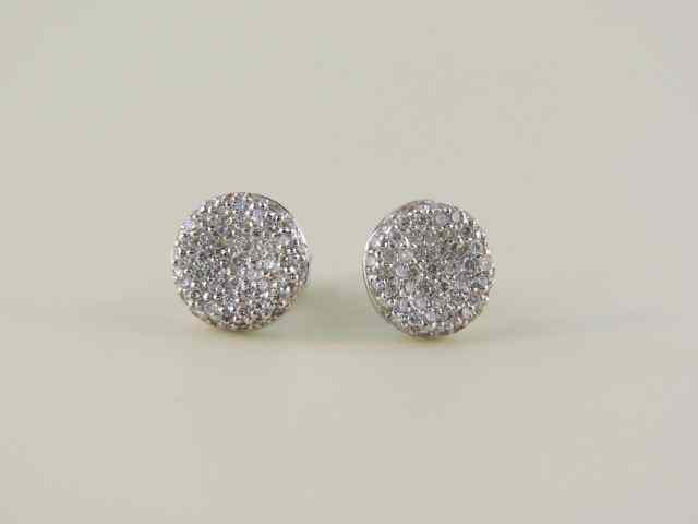 Diamond Earrings pave set button shape very fine quality 1