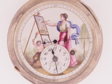 347 Large verge fusee OF with painted dials with scene