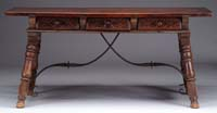 CONTINENTAL 18TH CENTURY THREE DRAWER TABLE The two heavy board